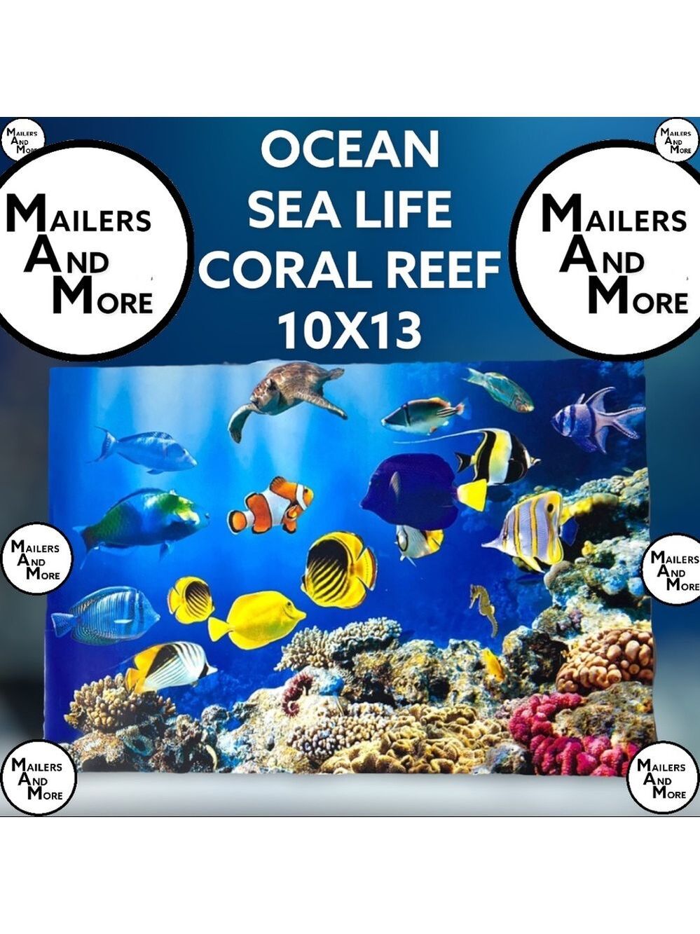 25 10X13 Poly Mailers Ocean Coral Reef With Fish, Turtle, Seahorse PRICE IS FIRM - Picture 9 of 12